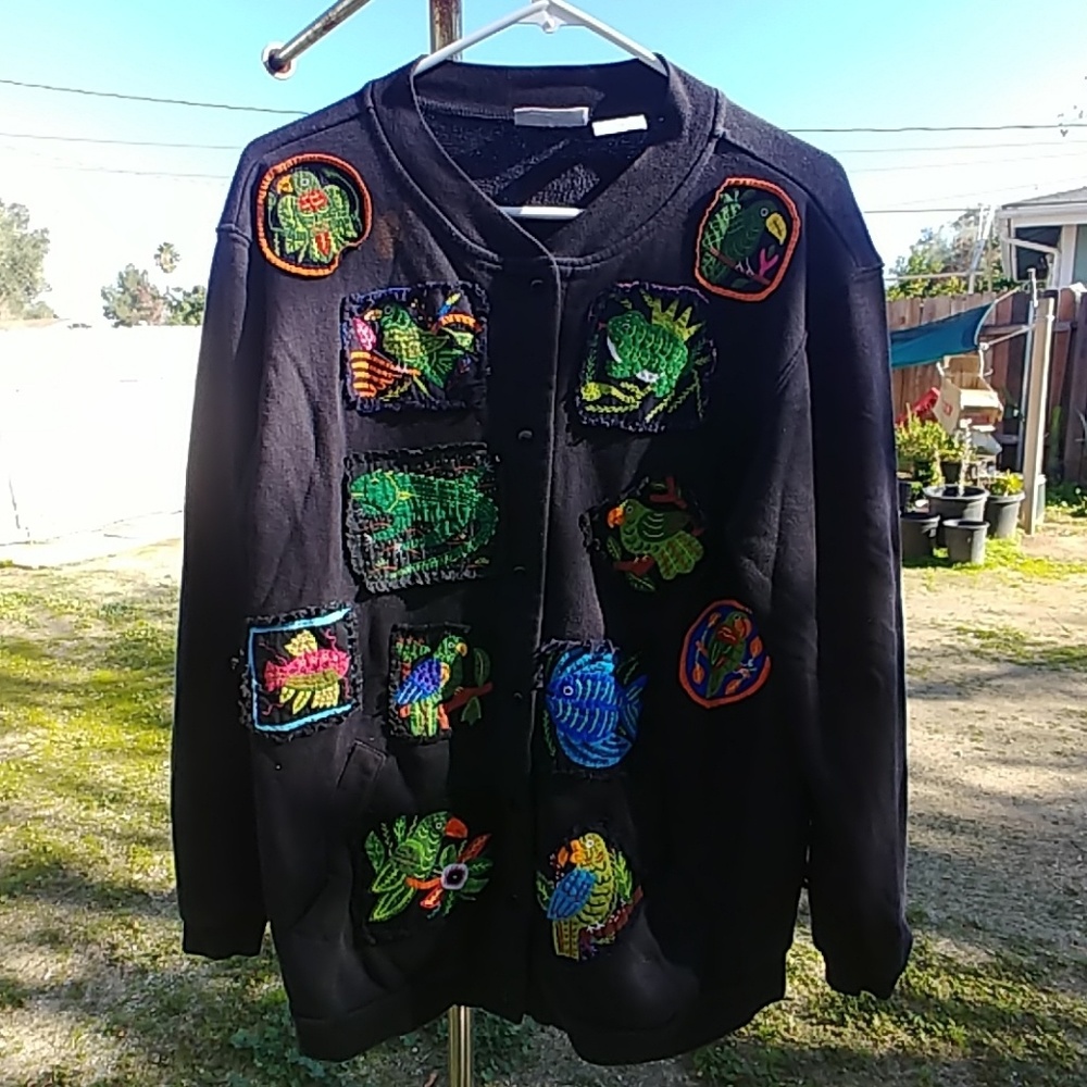 Black Coat w/animal patches
